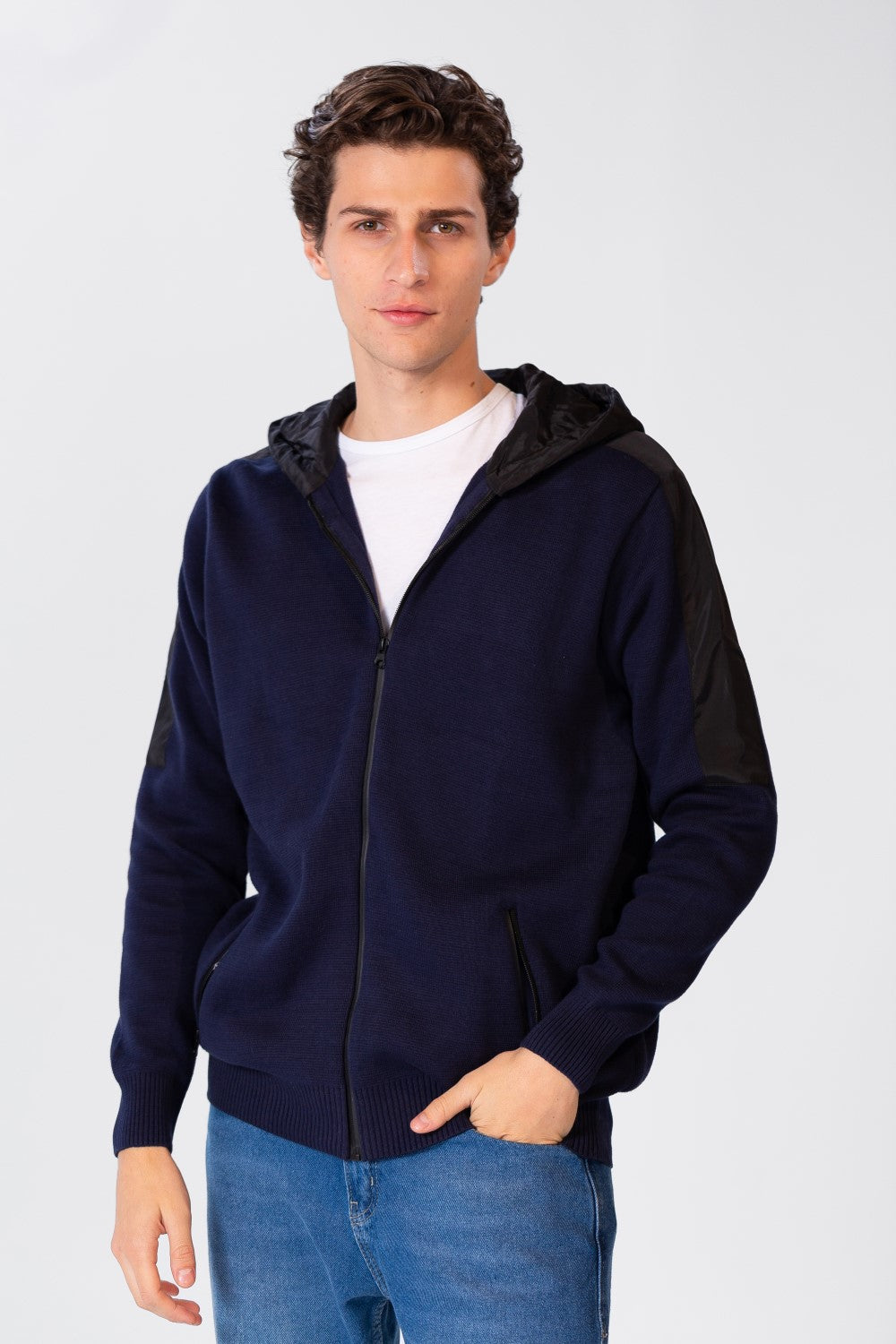 Men's Long Sleeved Pullover With Zippers And Pockets