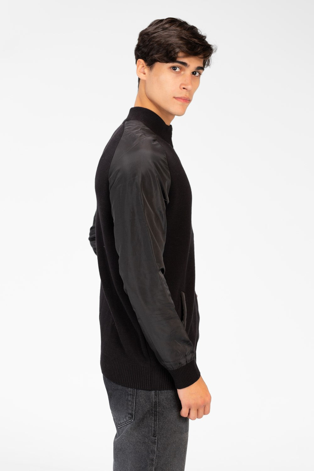 Men's Round Neck Pullover With Full Zip In Cotton Material