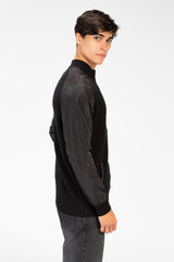 Men's Round Neck Pullover With Full Zip In Cotton Material