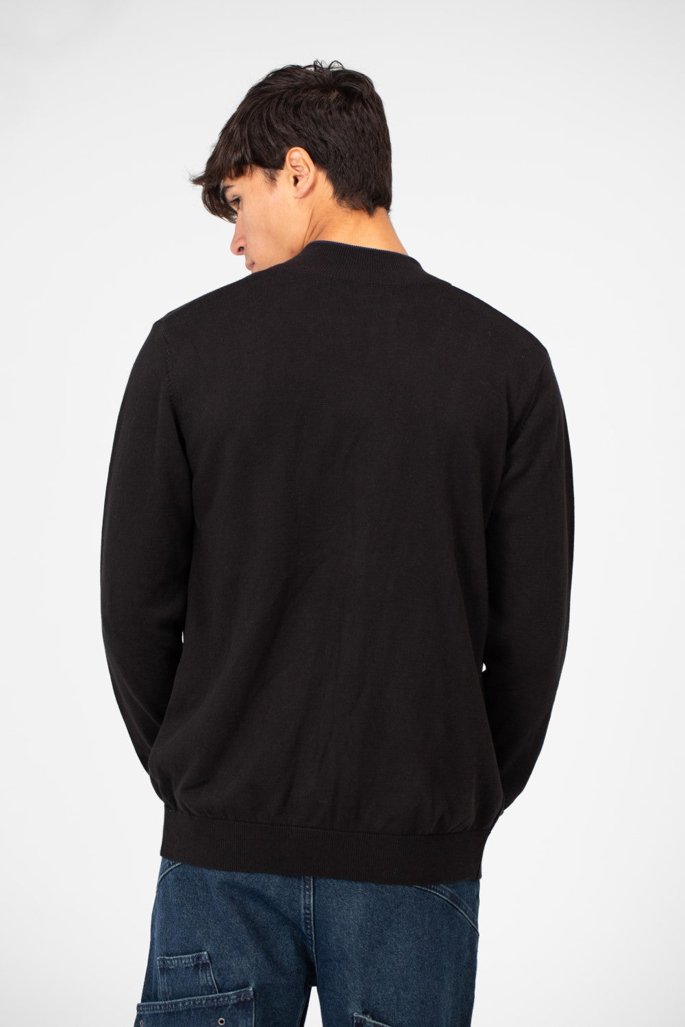 Men's Cotton Sweater Pullover With A Round Neck And Full Zip