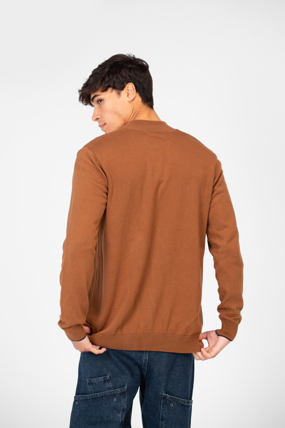 Men's Cotton Sweater Pullover With A Round Neck And Full Zip