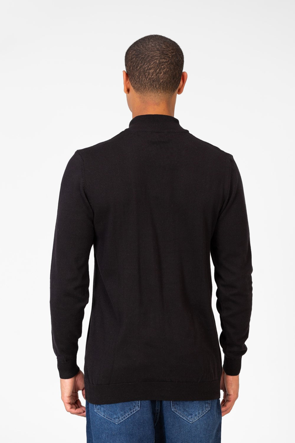 Men's Plain Pullover With High Collar And Long Sleeves
