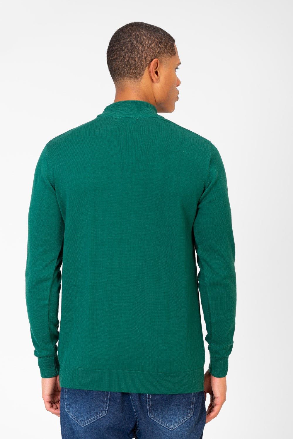 Men's Plain Pullover With High Collar And Long Sleeves