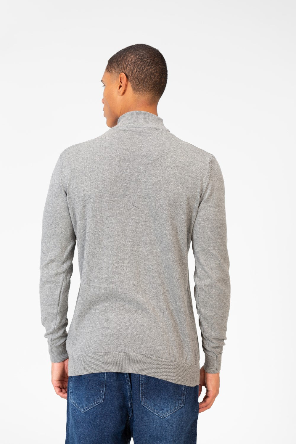 Men's Plain Pullover With High Collar And Long Sleeves