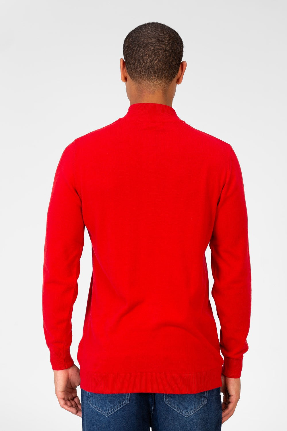 Men's Plain Pullover With High Collar And Long Sleeves