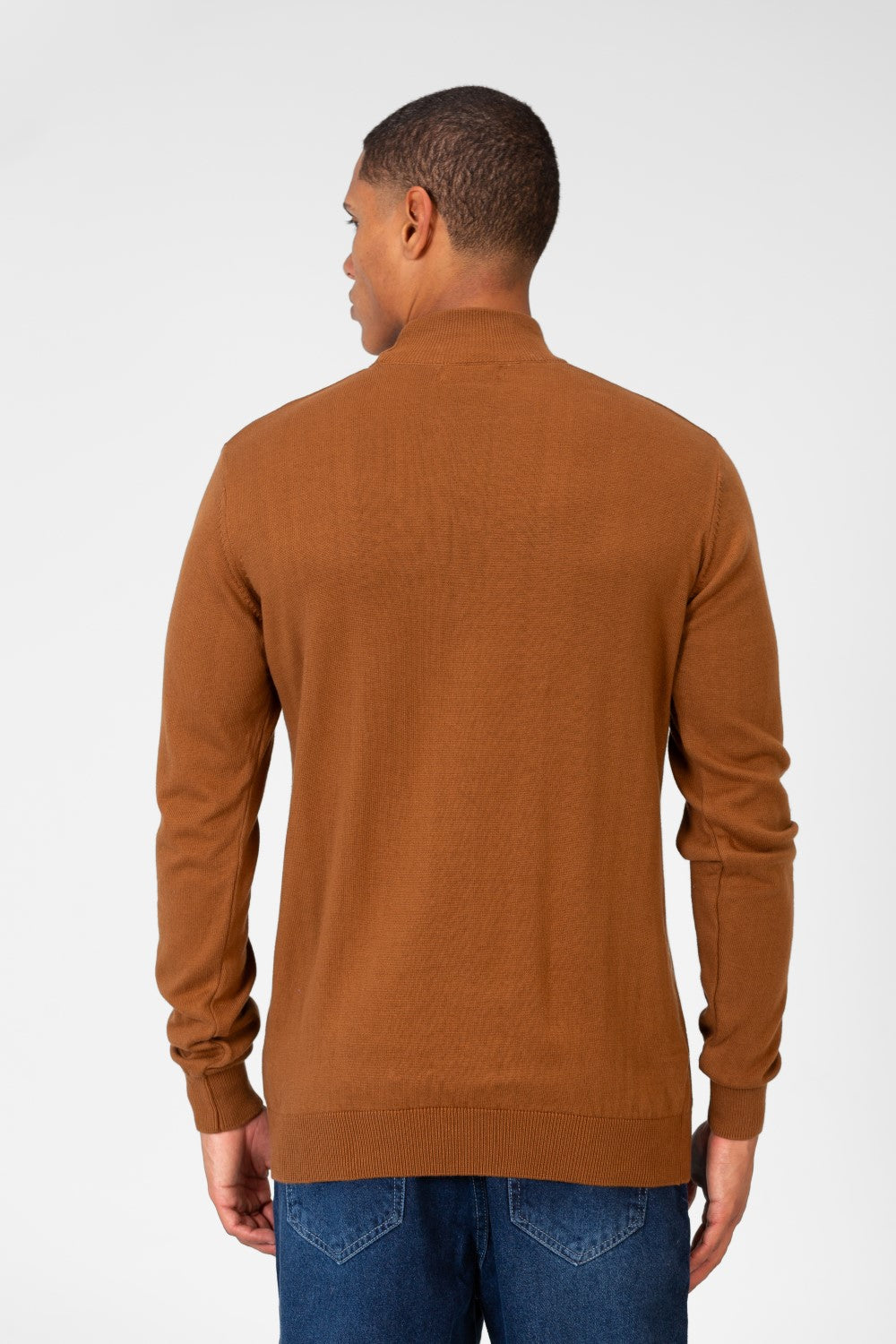 Men's Plain Pullover With High Collar And Long Sleeves