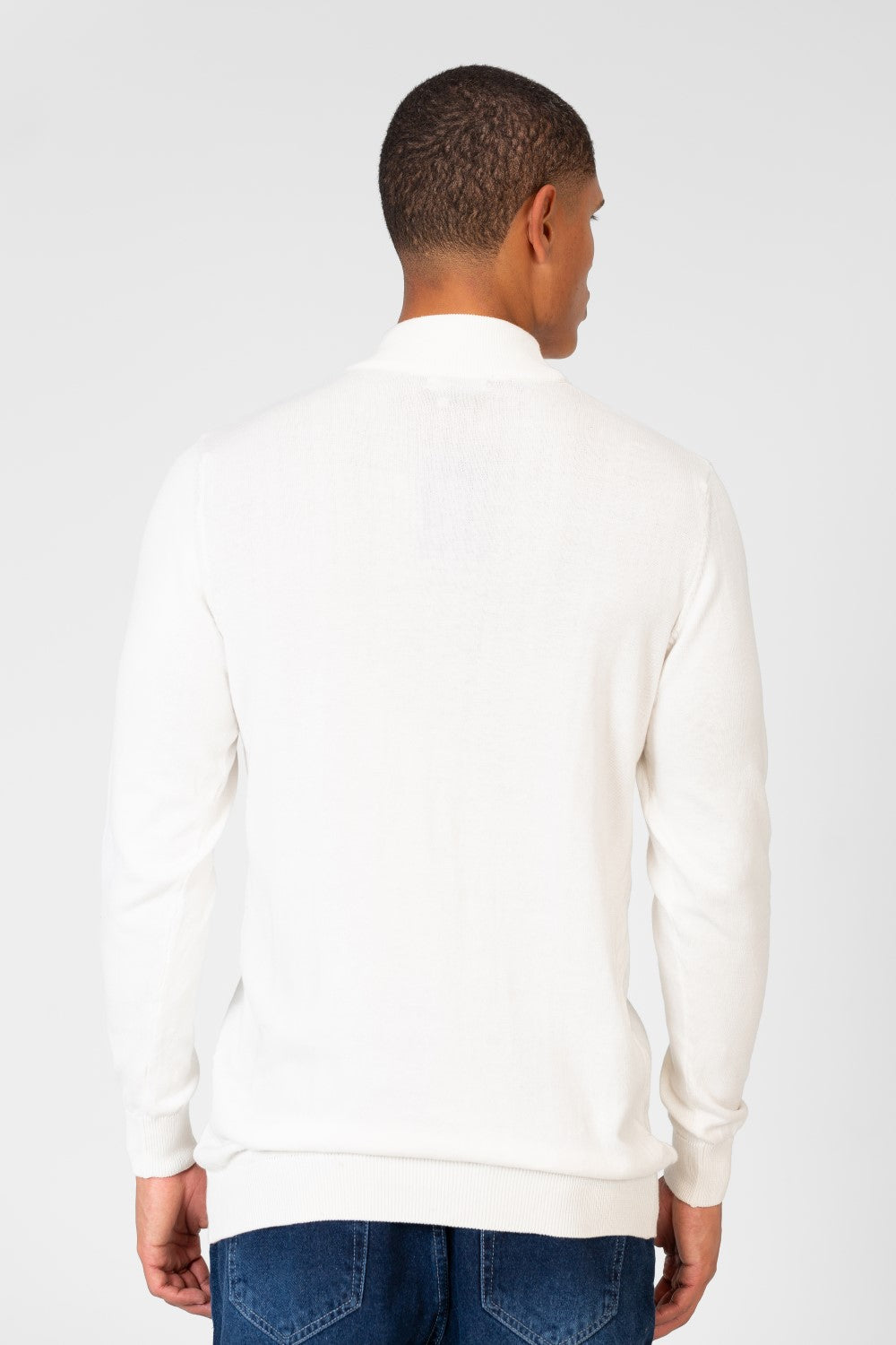 Men's Plain Pullover With High Collar And Long Sleeves