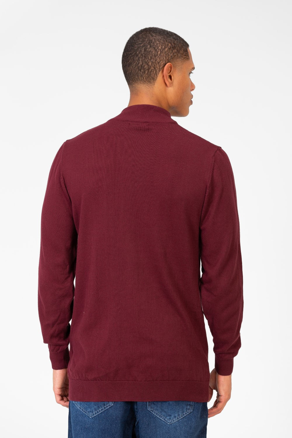 Men's Plain Pullover With High Collar And Long Sleeves