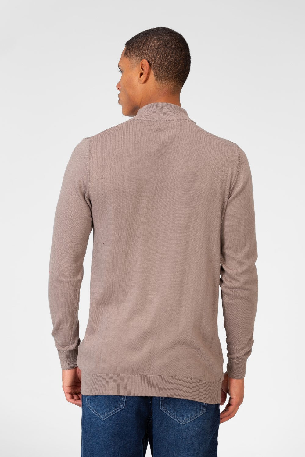 Men's Plain Pullover With High Collar And Long Sleeves