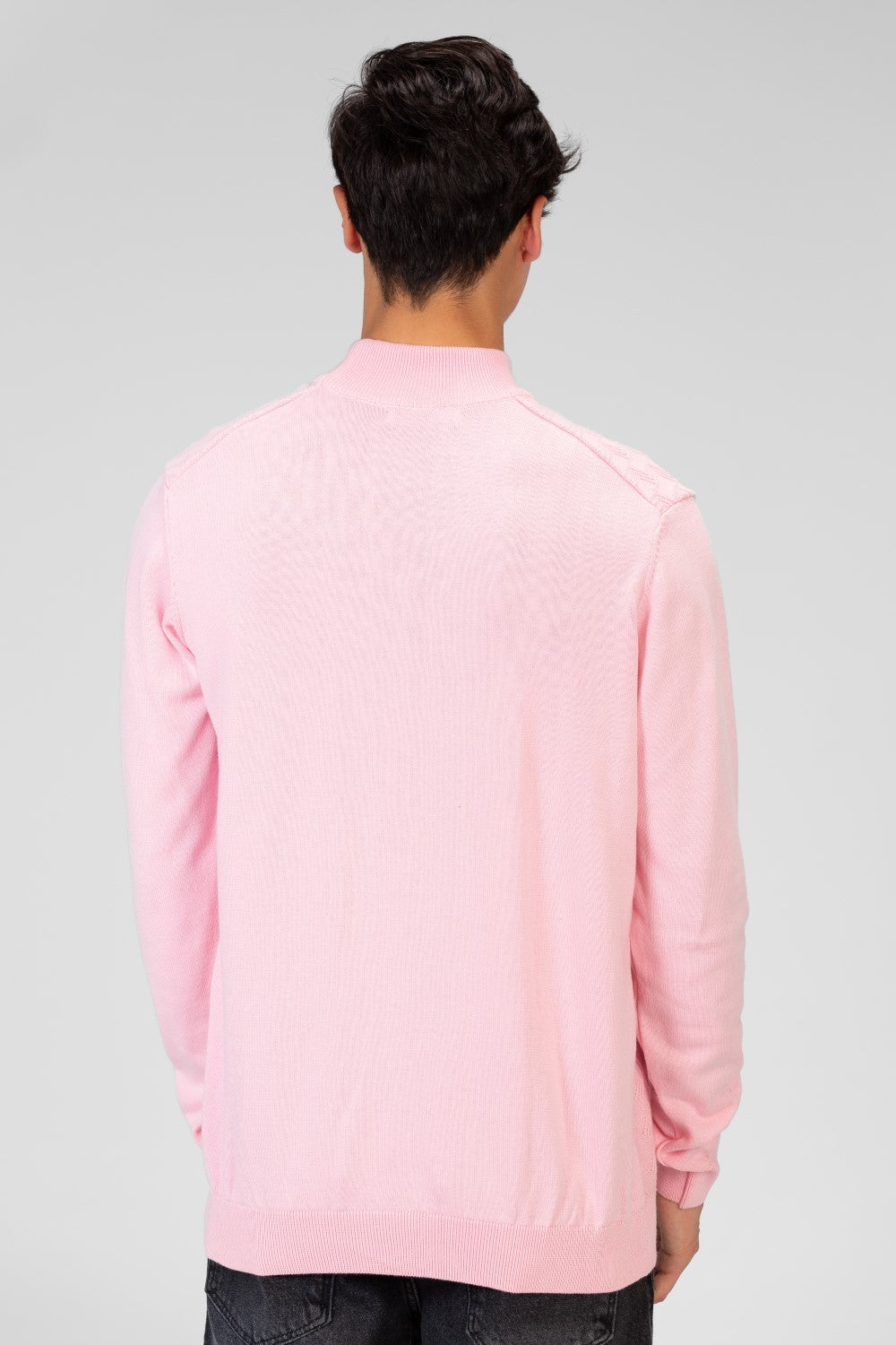 Men's Plain Knitted Cotton Long Sleeved Sweater Pullover