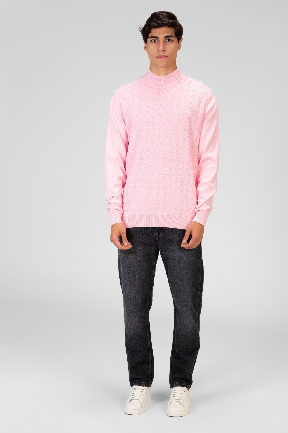 Men's Plain Knitted Cotton Long Sleeved Sweater Pullover