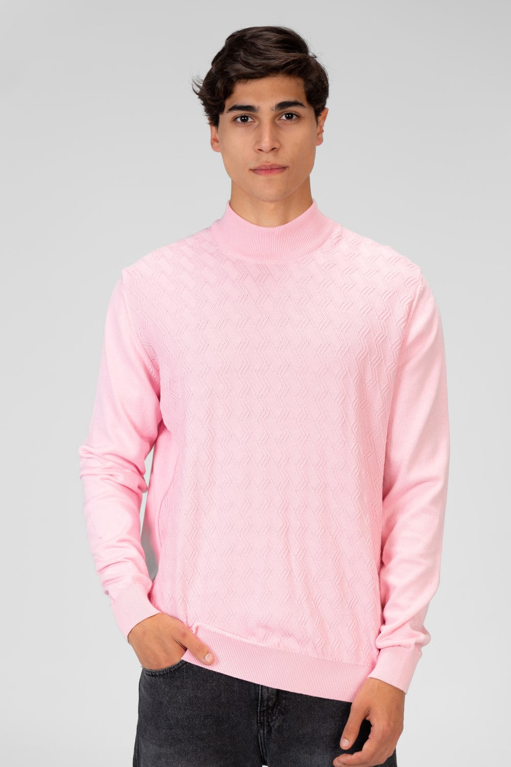 Men's Plain Knitted Cotton Long Sleeved Sweater Pullover