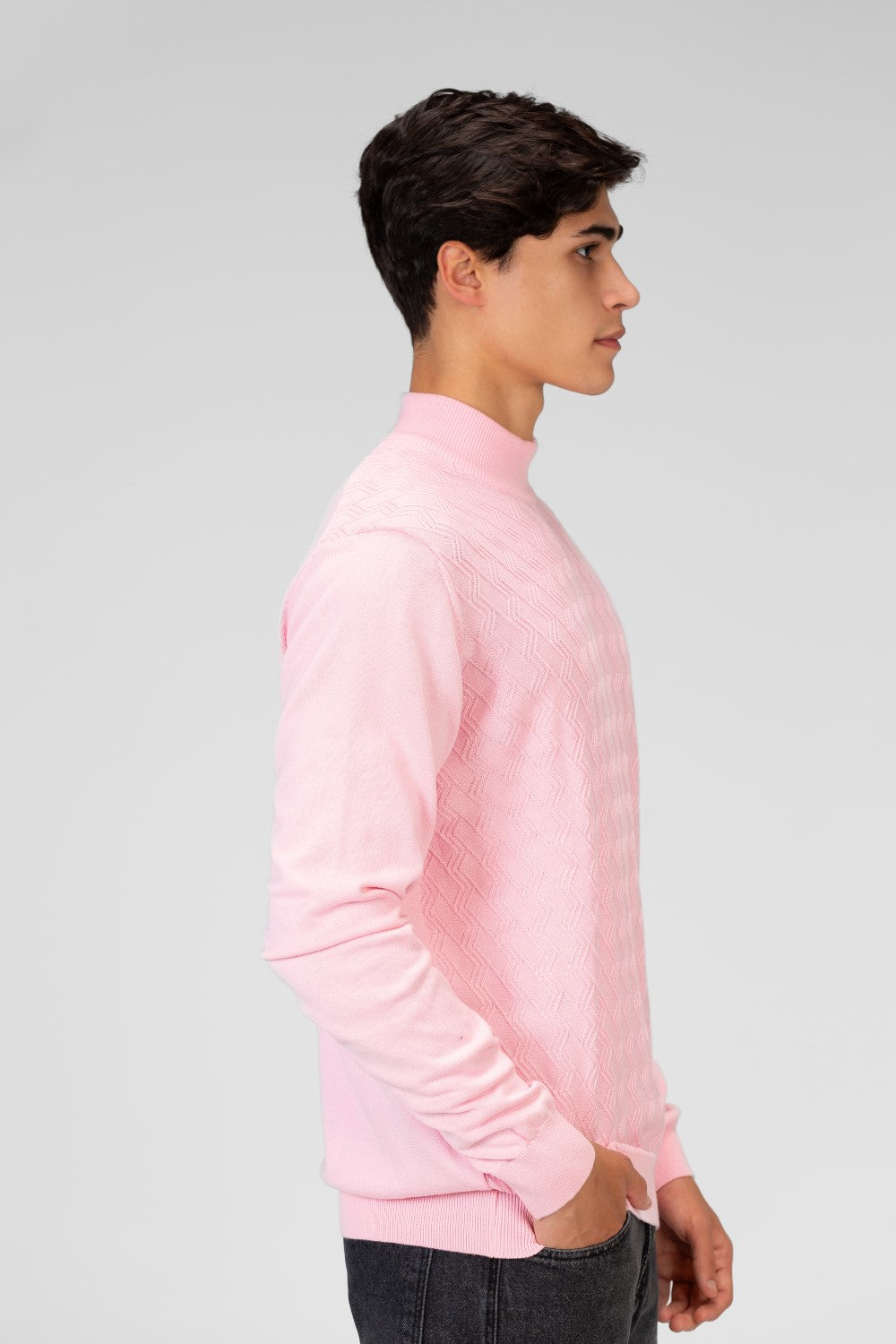 Men's Plain Knitted Cotton Long Sleeved Sweater Pullover