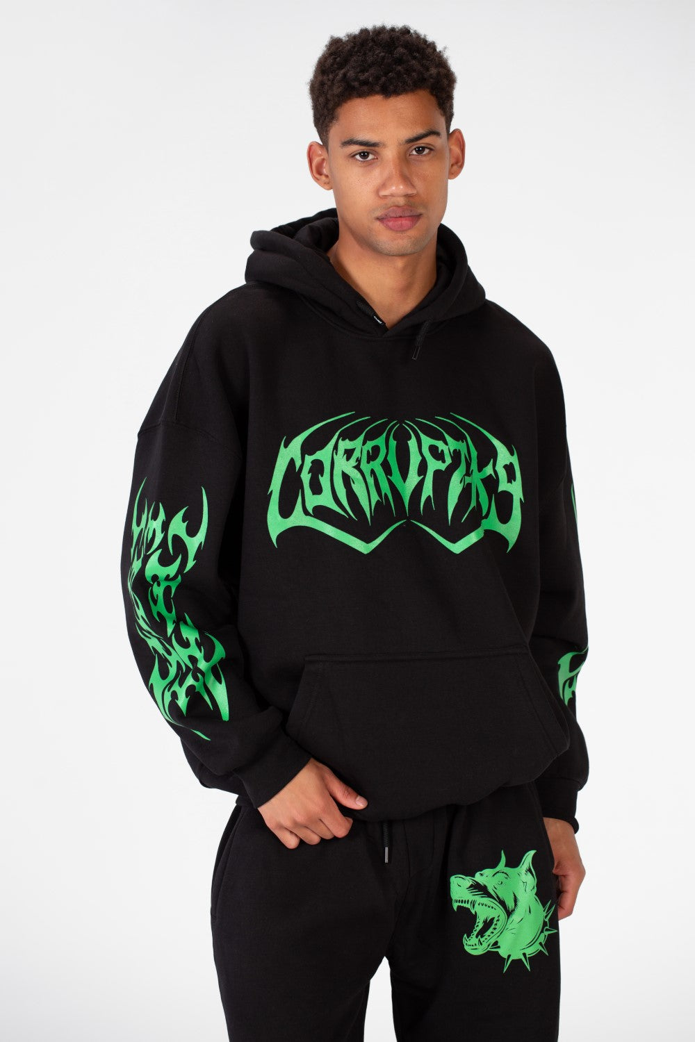 سويت شيرت رجالي مطبوع بغطاء للرأس مصنوع من مادة ميلتون