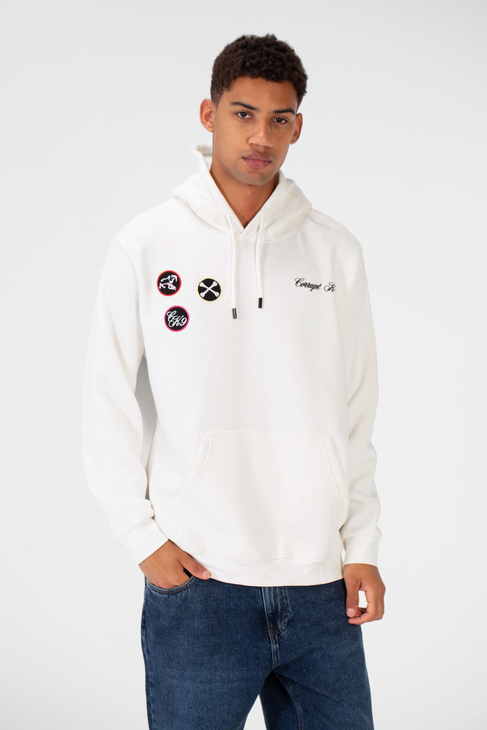 سويت شيرت رجالي مطبوع بغطاء للرأس وجيب أمامي مصنوع من مادة ميلتون