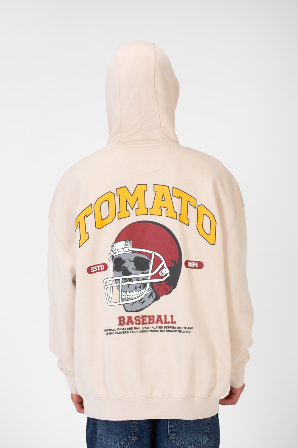 سويت شيرت رجالي كبير الحجم مصنوع من مادة ميلتون مع طباعة طماطم على الأمام والخلف