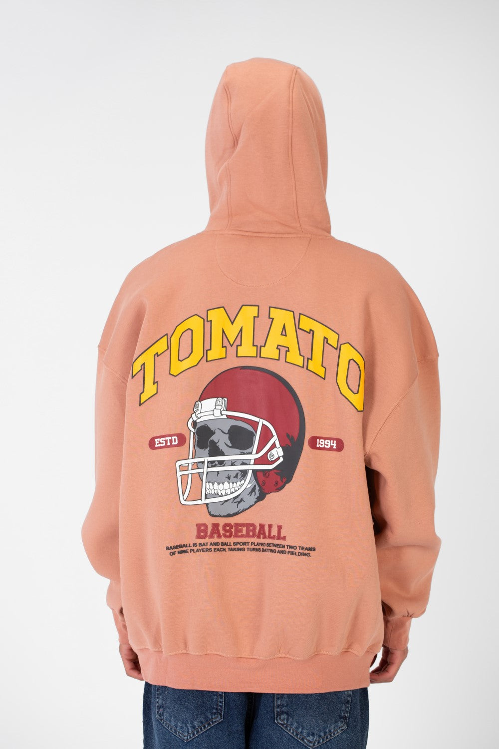 سويت شيرت رجالي كبير الحجم مصنوع من مادة ميلتون مع طباعة طماطم على الأمام والخلف