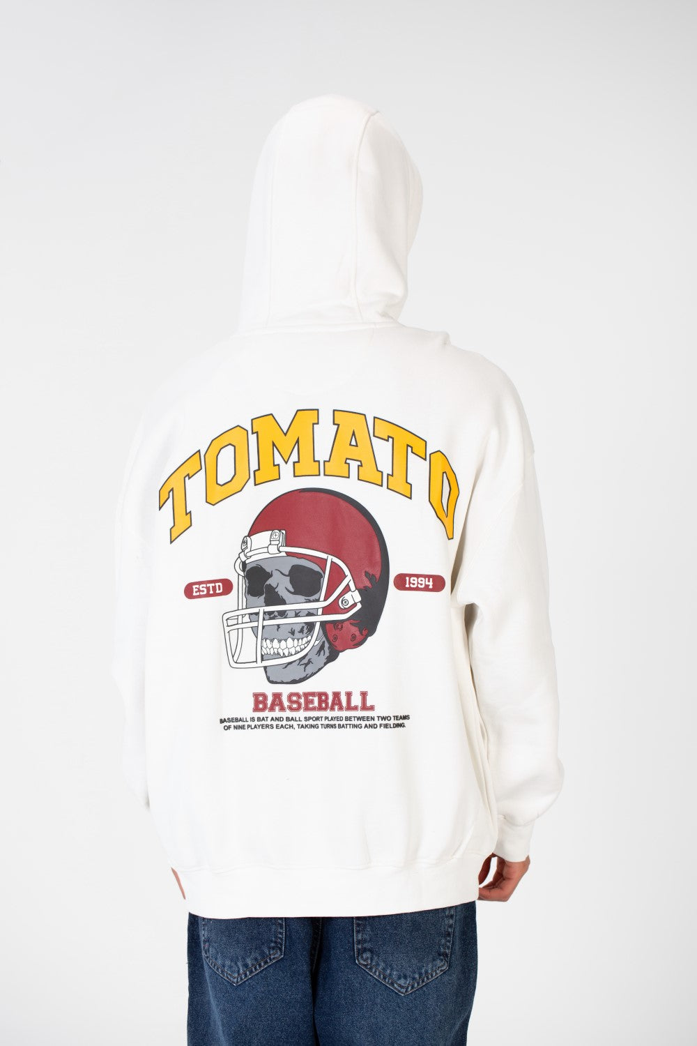 سويت شيرت رجالي كبير الحجم مصنوع من مادة ميلتون مع طباعة طماطم على الأمام والخلف