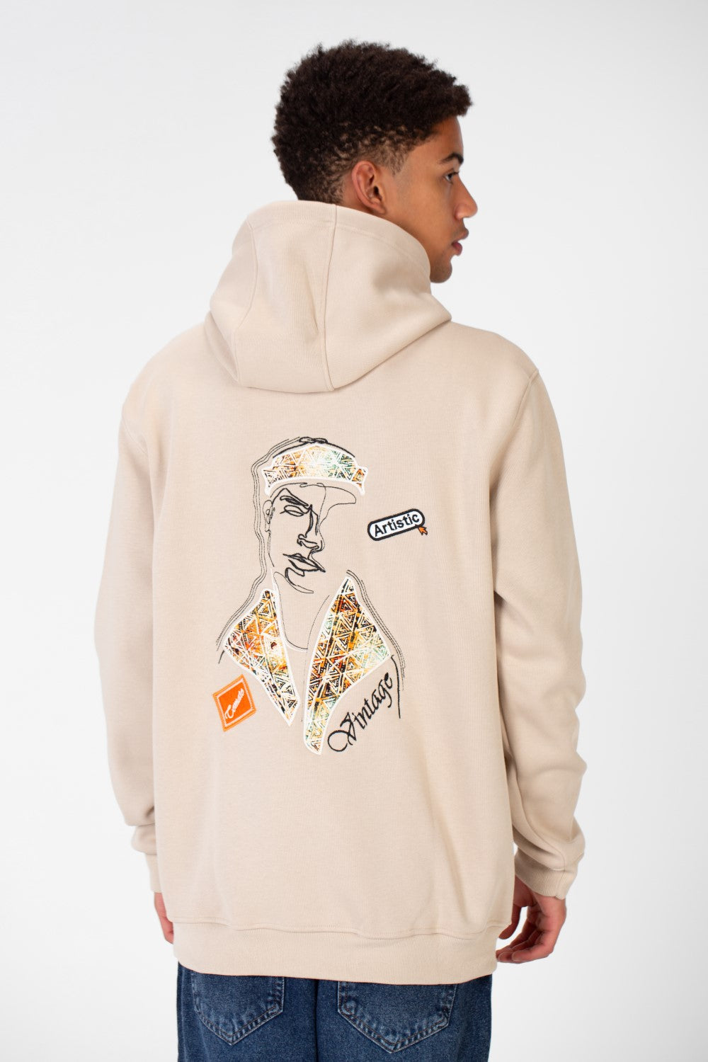 سويت شيرت رجالي مطبوع بغطاء للرأس وجيب أمامي