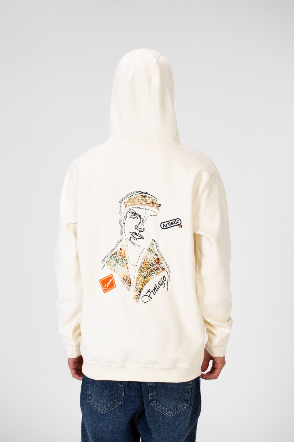 سويت شيرت رجالي مطبوع بغطاء للرأس وجيب أمامي