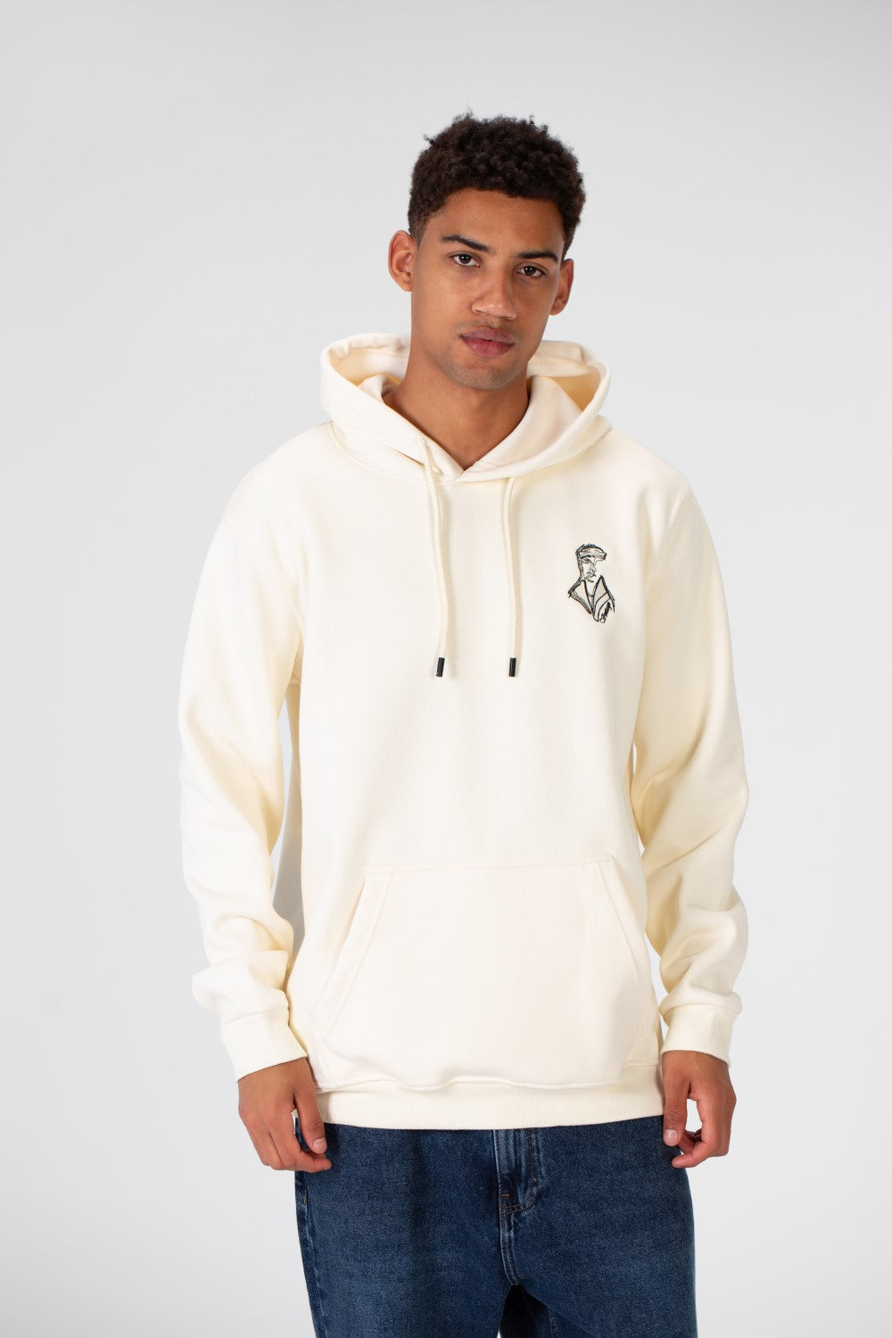 سويت شيرت رجالي مطبوع بغطاء للرأس وجيب أمامي