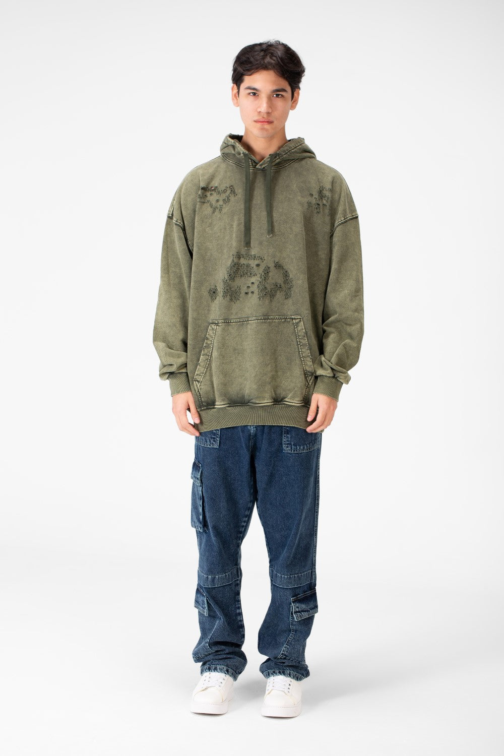 سويت شيرت رجالي كبير الحجم مغسول