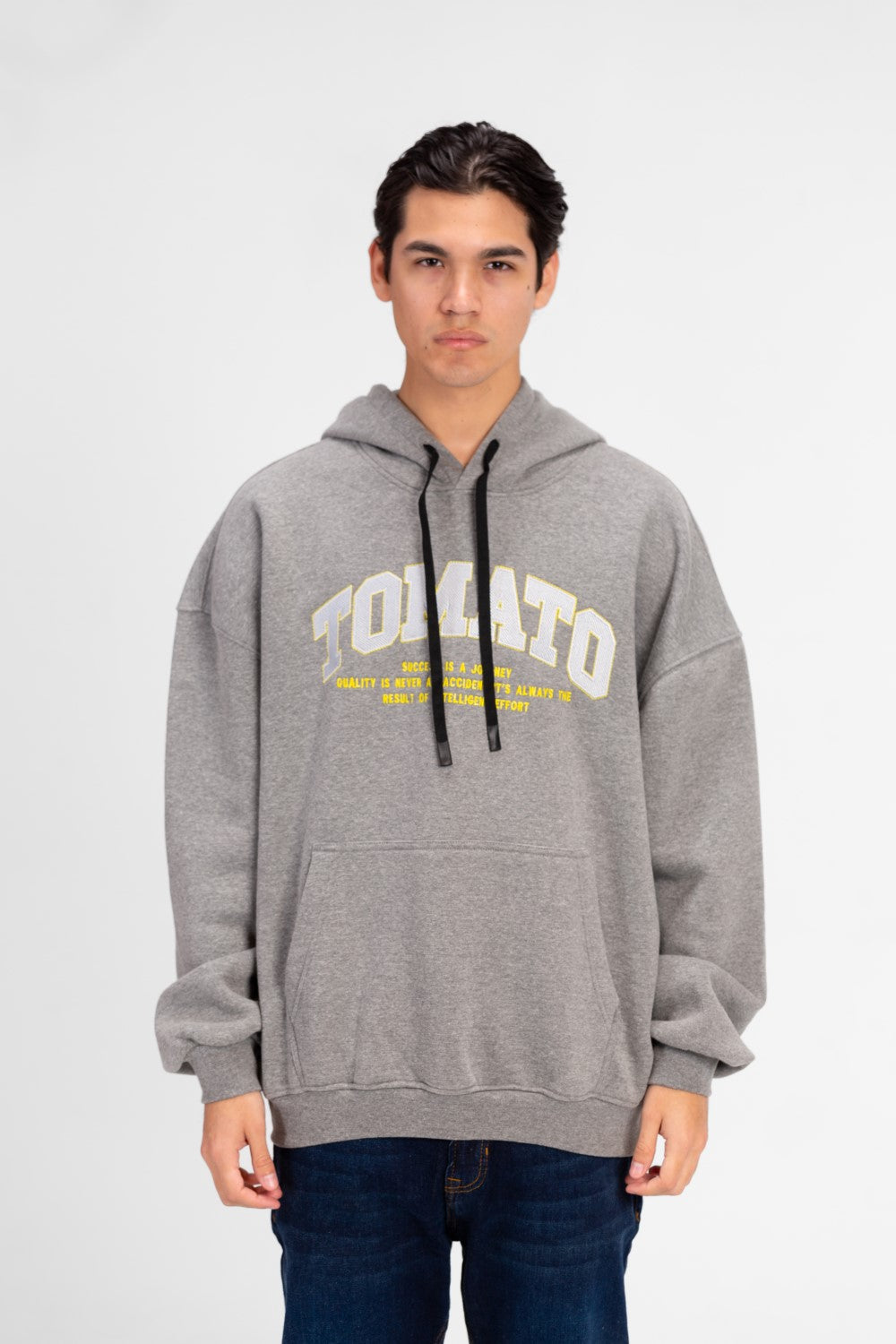 سويت شيرت توماتو ميلتون رجالي كبير الحجم مع طباعة نصية أمامية