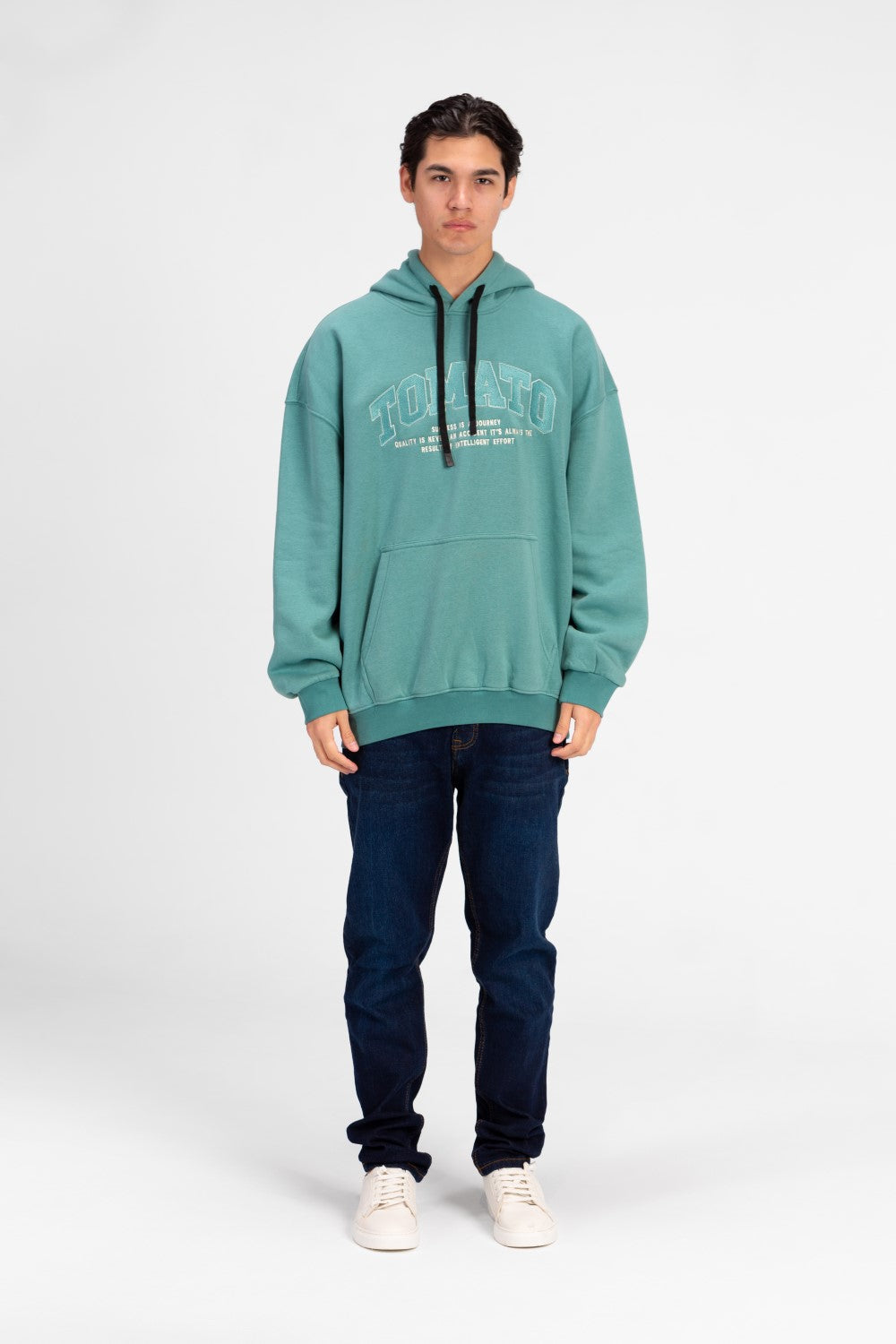 سويت شيرت رجالي كبير الحجم بطبعة نص أمامية على شكل طماطم