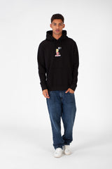 Men's Hood Sweatshirt With Front And Back Print Made Of Melton Material