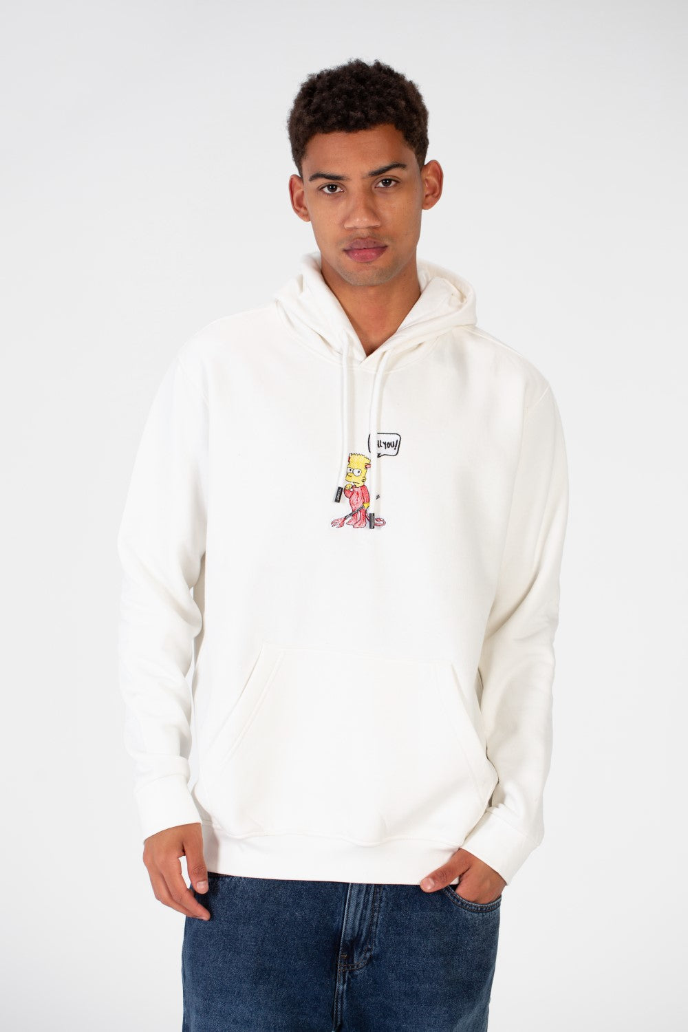 Men's Hood Sweatshirt With Front And Back Print Made Of Melton Material