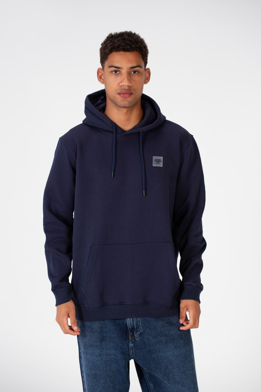 Men's Slim Fit Basic Hooded Sweatshirt With Tomato Badge On The Front Made Of Melton Material