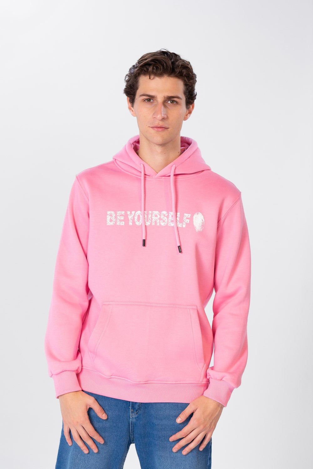 Men's Long Sleeve Hooded Sweatshirt Made Of Practical Melton Material