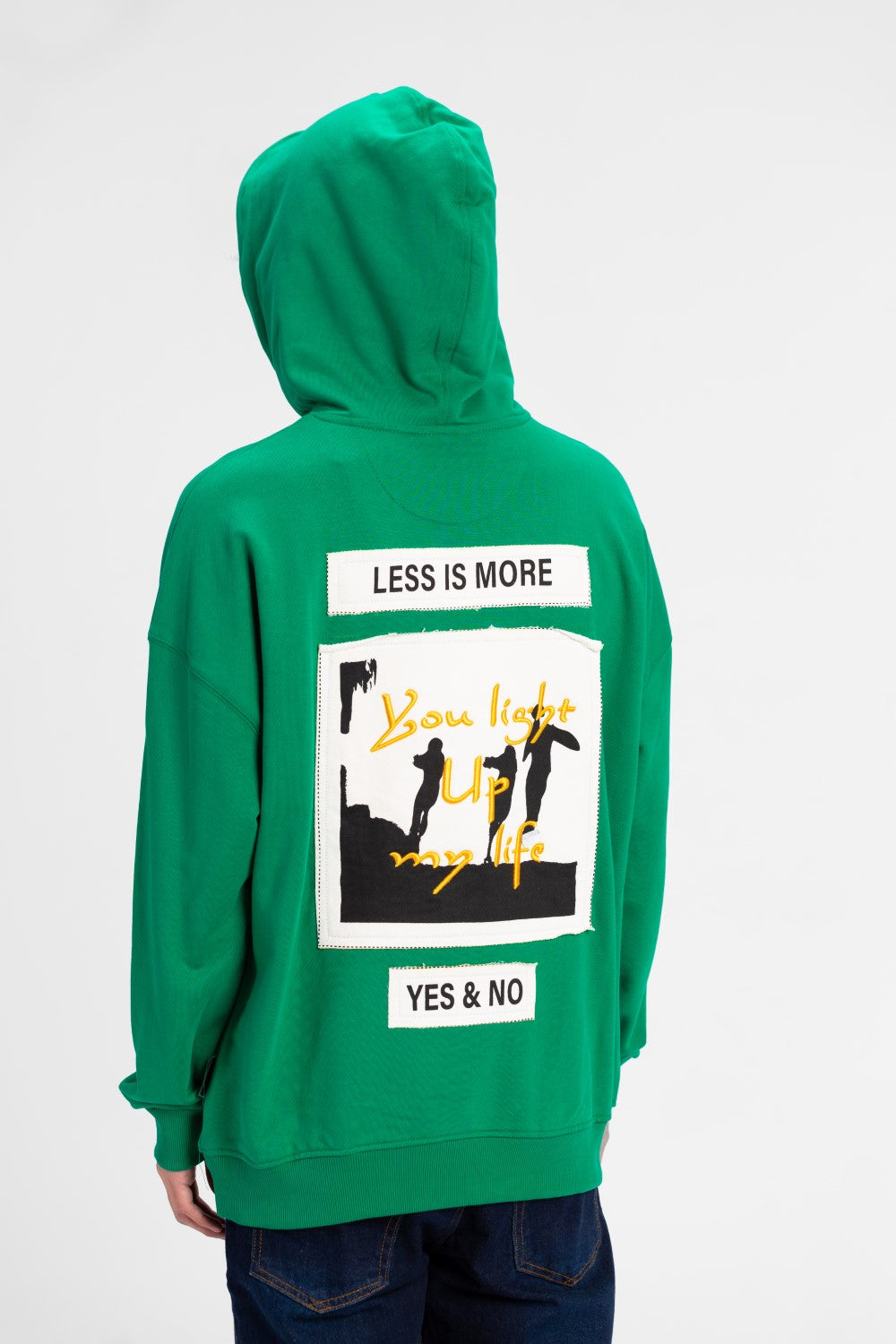 سويت شيرت رجالي كبير الحجم مطبوع عليه عبارة "نعم" و"لا"