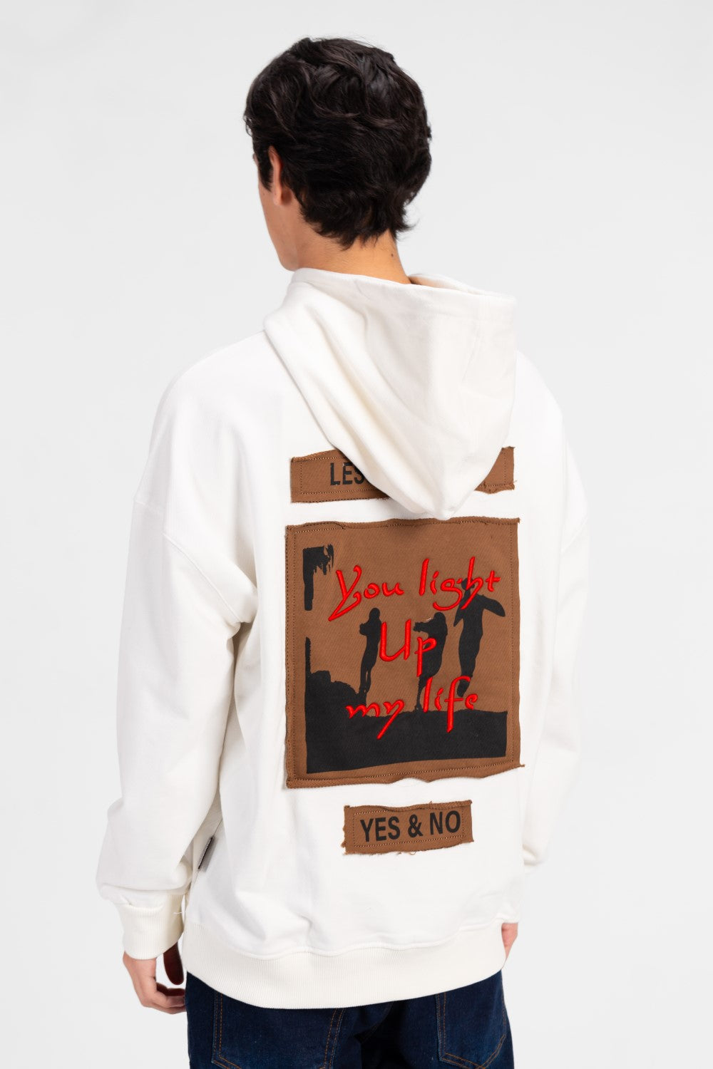 سويت شيرت رجالي كبير الحجم مطبوع عليه عبارة "نعم" و"لا"