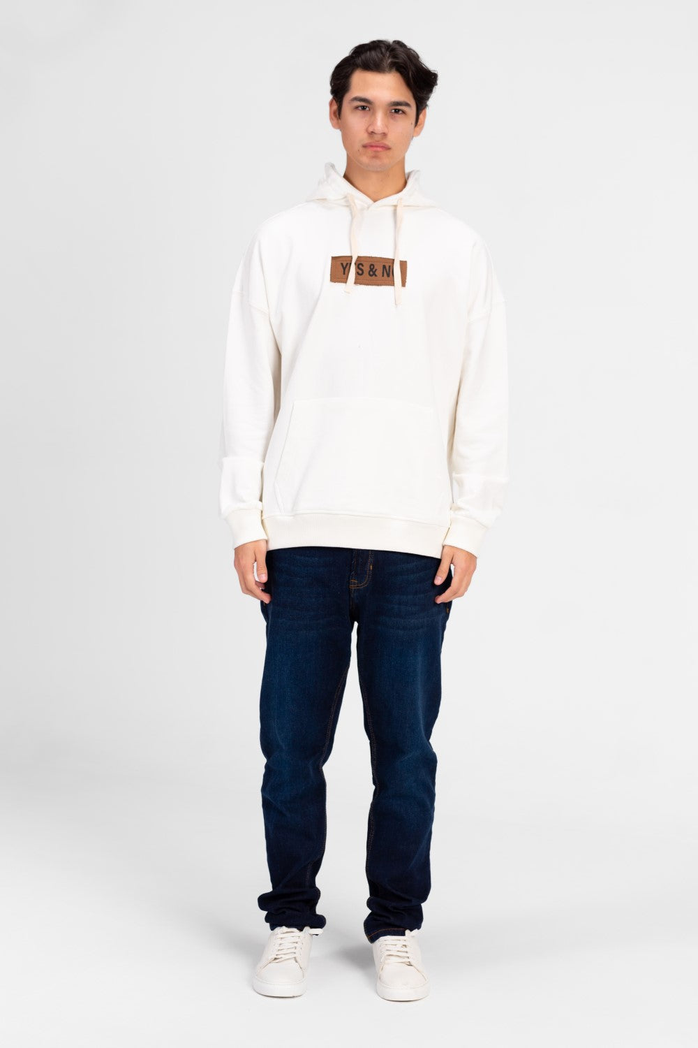 سويت شيرت رجالي كبير الحجم مطبوع عليه عبارة "نعم" و"لا"