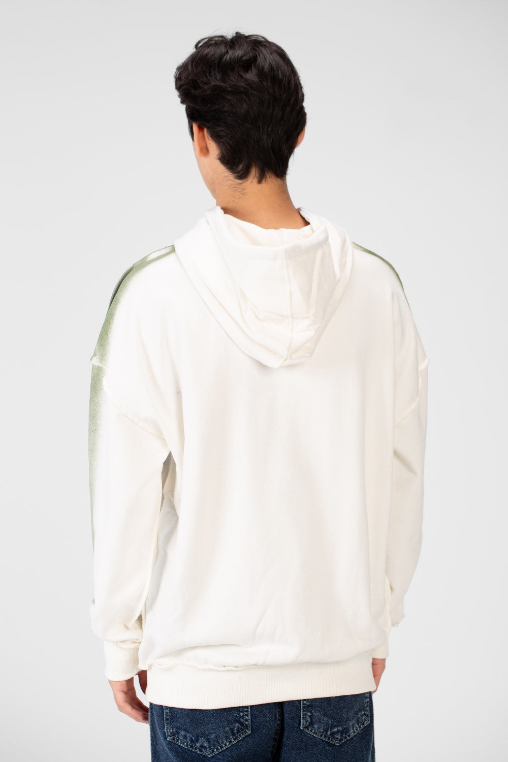 سويت شيرت رجالي كبير الحجم بغطاء رأس وطبعة نصية