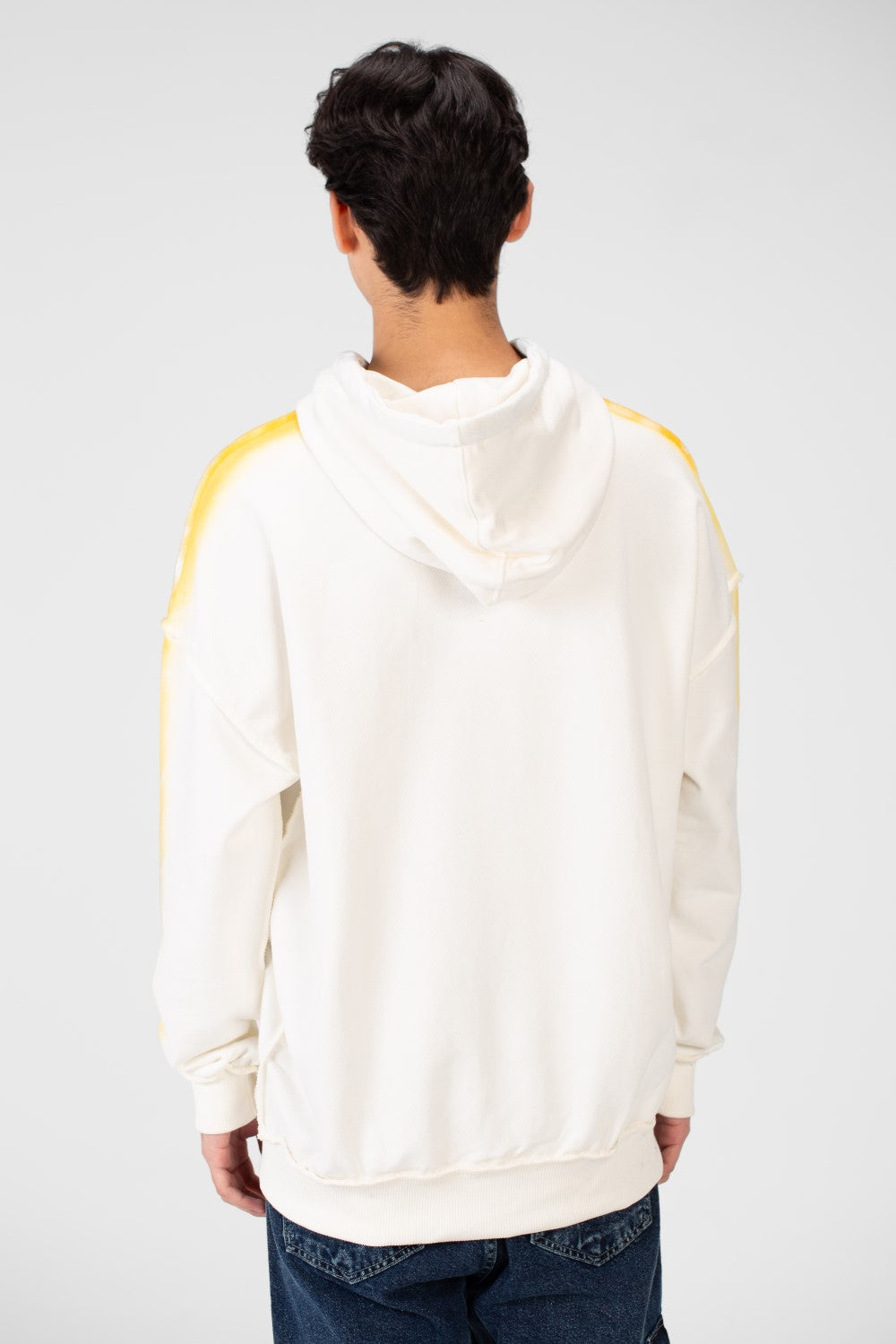 سويت شيرت رجالي كبير الحجم بغطاء رأس وطبعة نصية