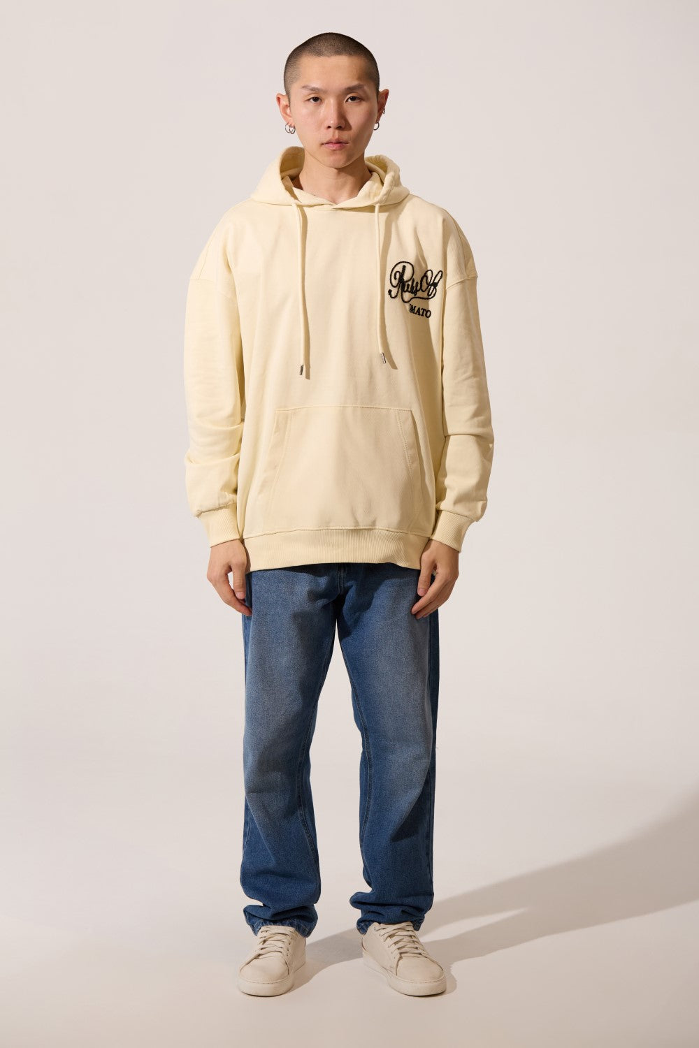 Men's Regular Fit Hooded Sweatshirt With Kangaroo Pocket And Front & Back Print