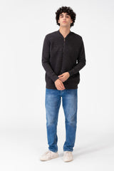 Men's Round Neck Cotton Knit Zippers Pullover