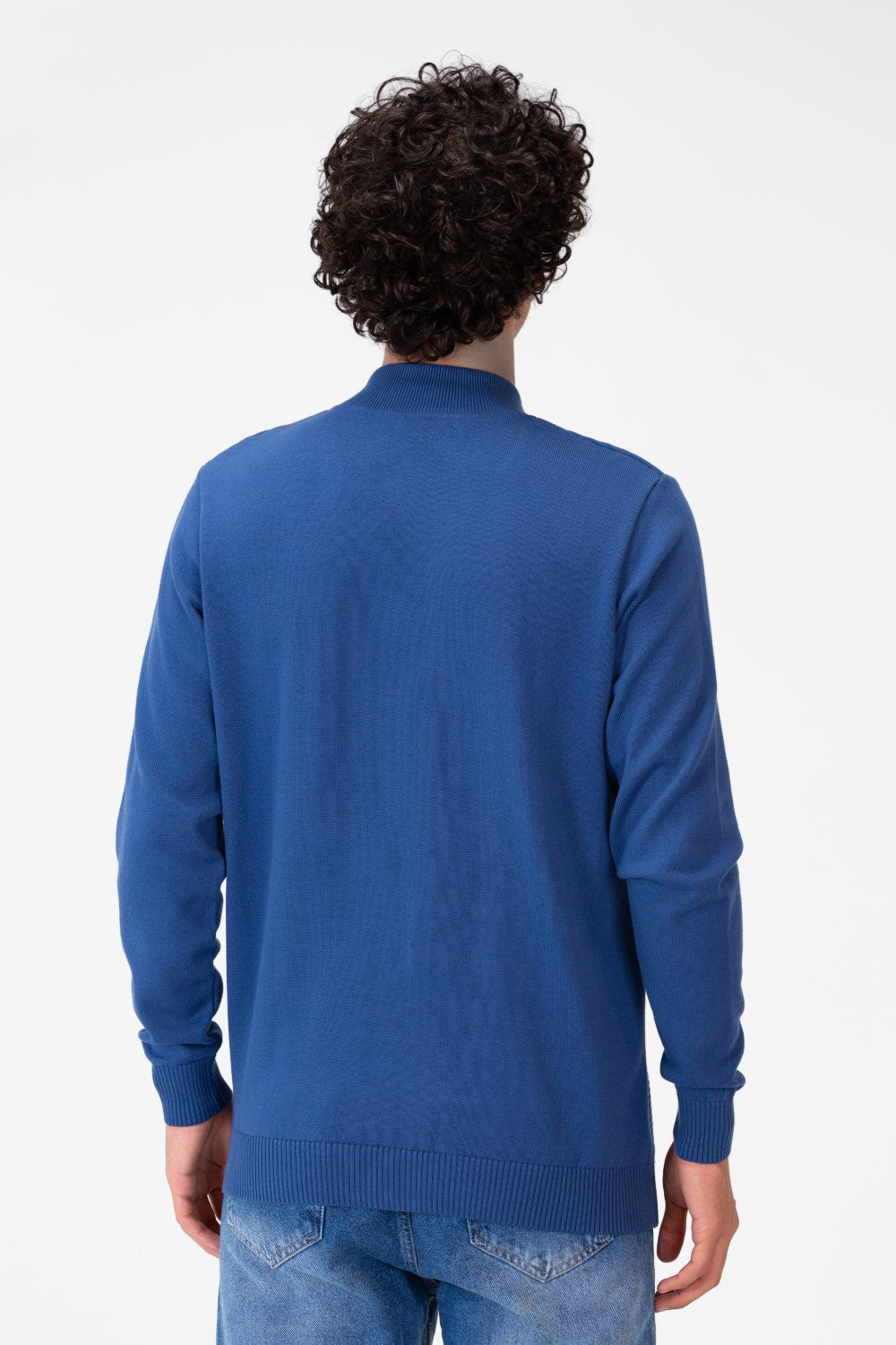 Men's Round Neck Cotton Knit Zippers Pullover