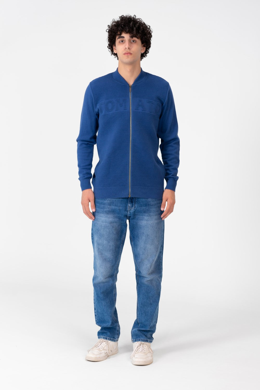 Men's Round Neck Cotton Knit Zippers Pullover