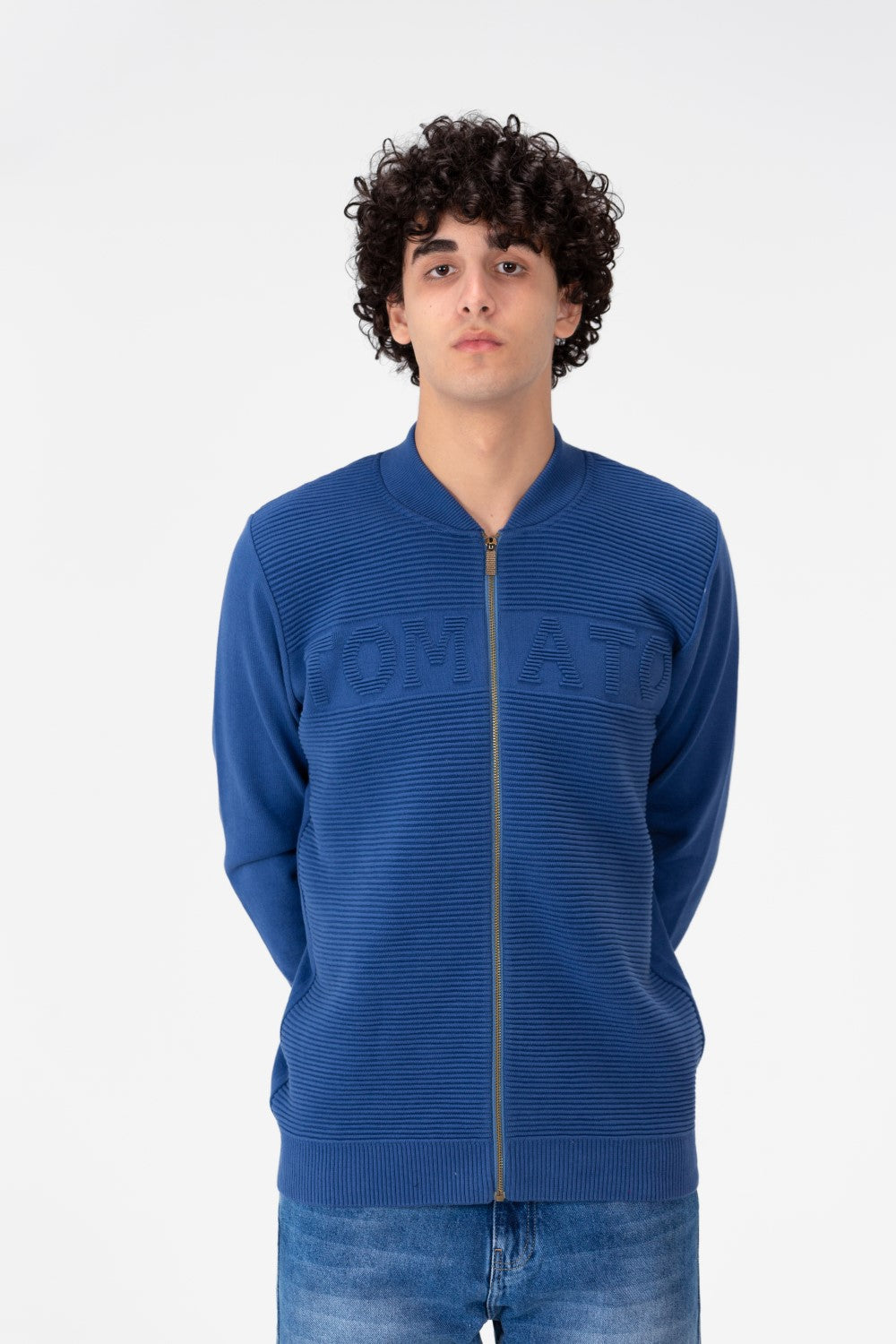 Men's Round Neck Cotton Knit Zippers Pullover