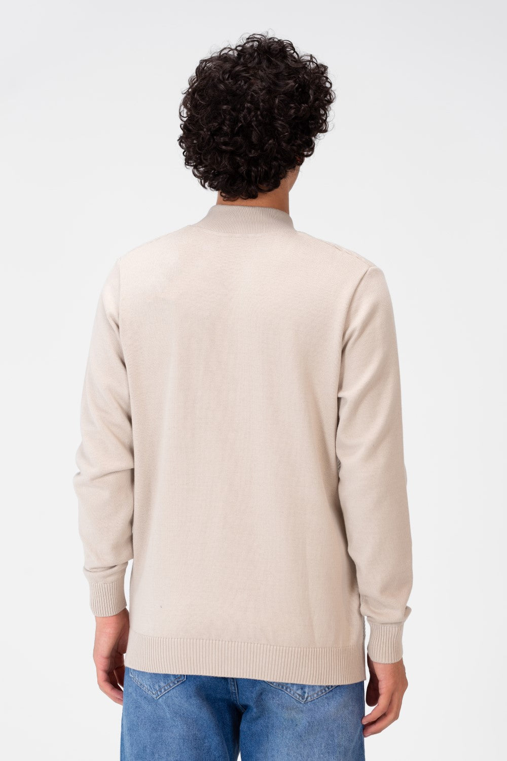 Men's Round Neck Cotton Knit Zippers Pullover