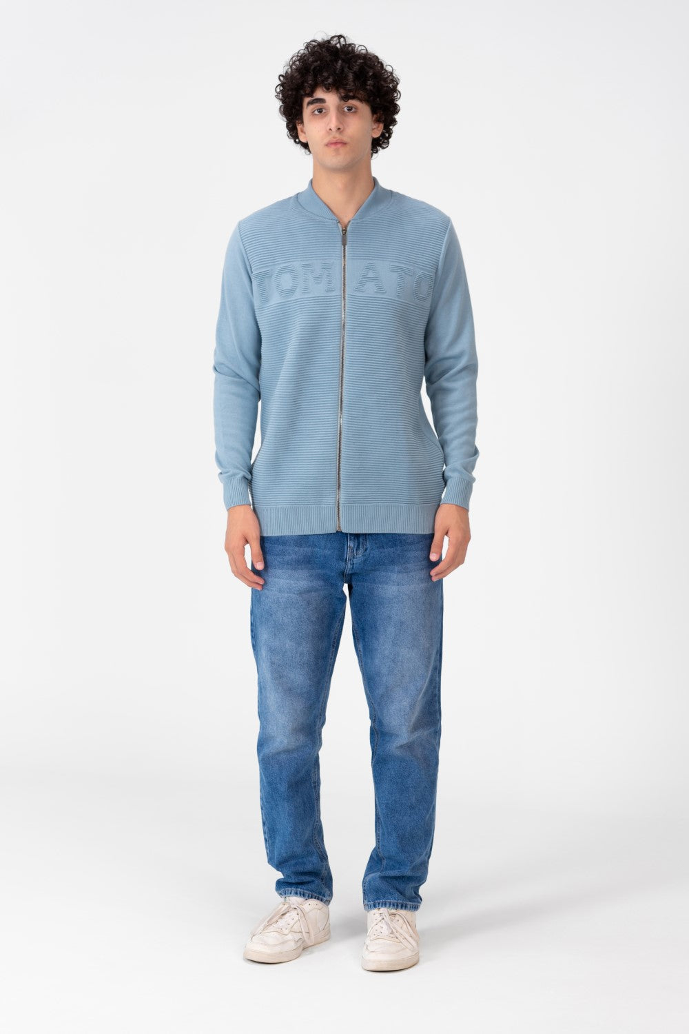 Men's Round Neck Cotton Knit Zippers Pullover