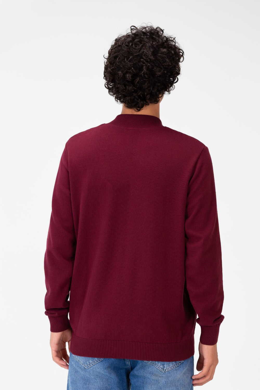 Men's Round Neck Cotton Knit Zippers Pullover