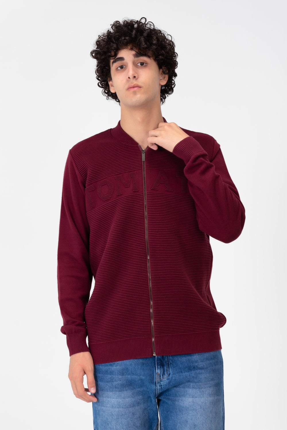 Men's Round Neck Cotton Knit Zippers Pullover