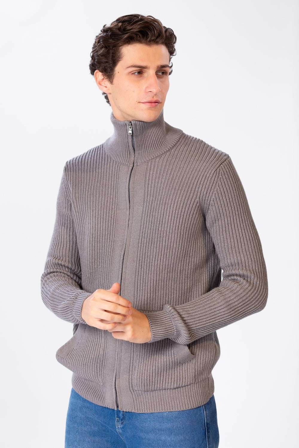 Men's Pullover With Zippers And Pockets With High Collar