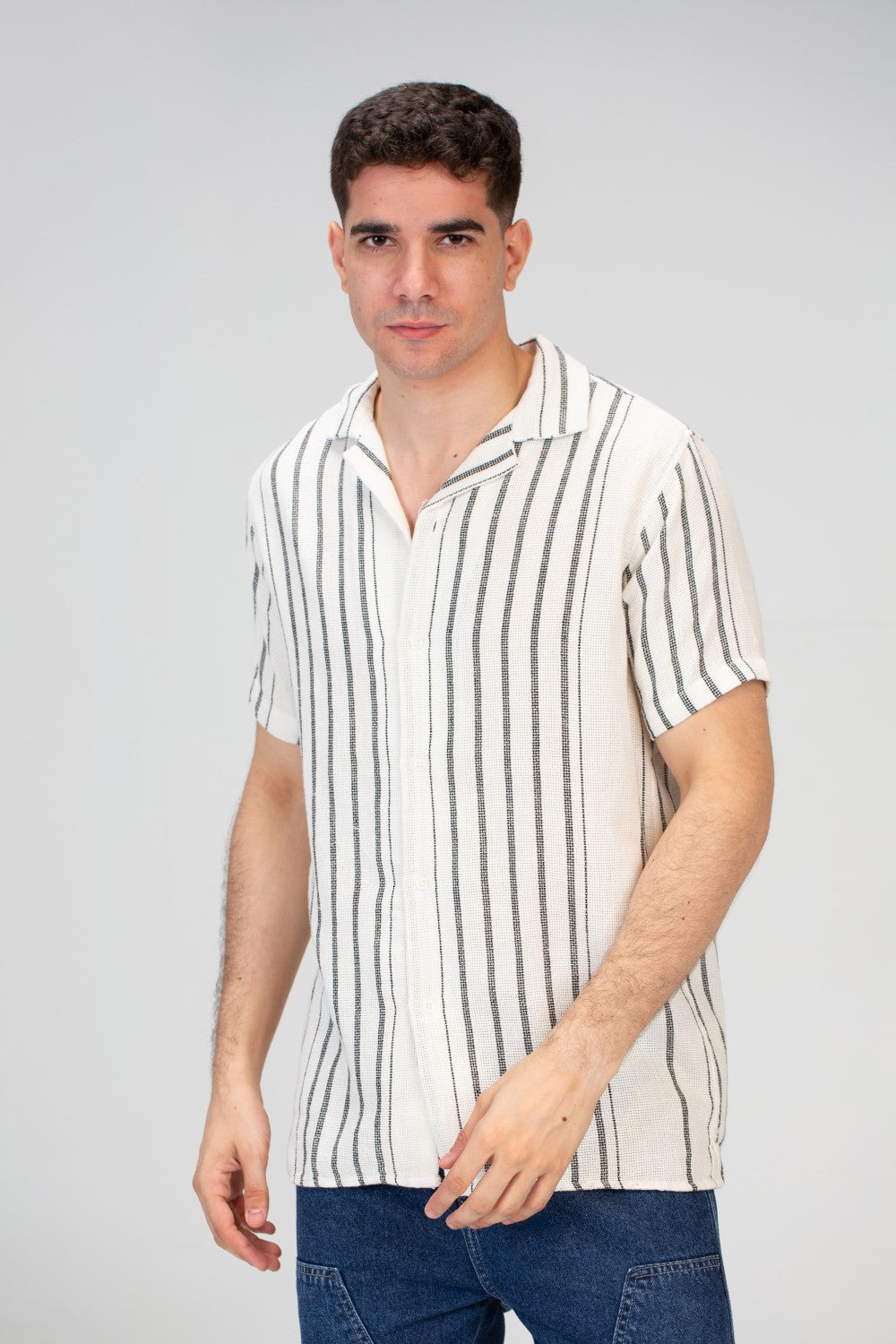 Mens Half Sleeve Striped Trico Shirt With Comfortable Summer Material