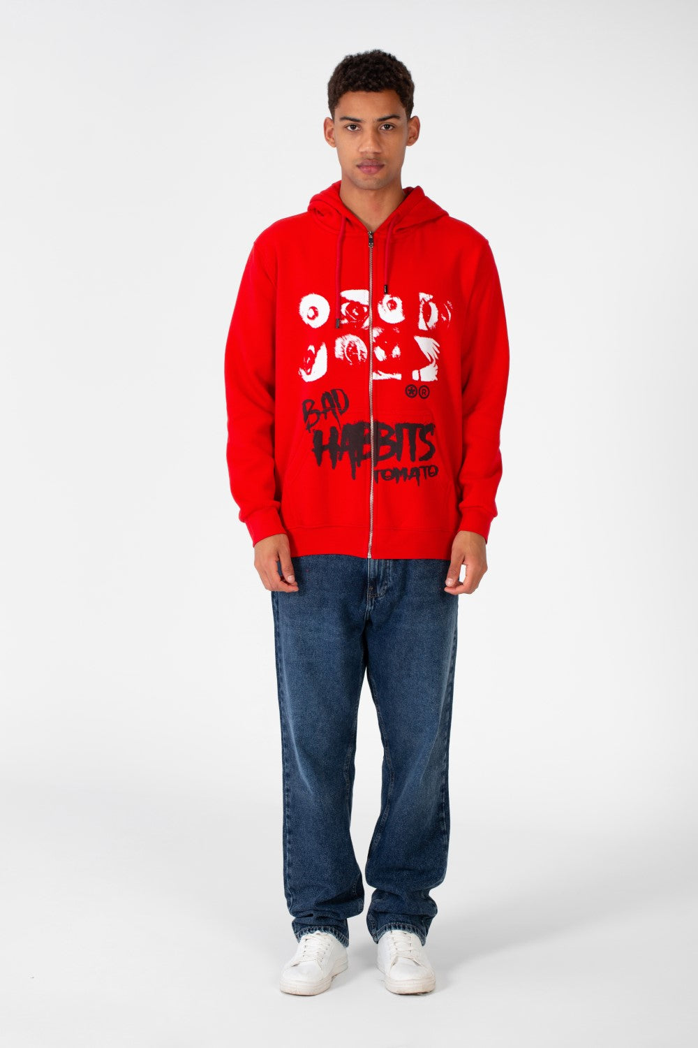 سويت شيرت رجالي بغطاء رأس وسحاب مصنوع من مادة ميلتون