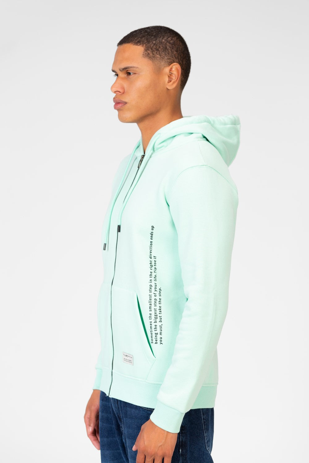 Men's Sweatshirt With Hood And Front Zipper